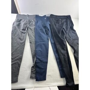 Lot of 3 Womens Medium Leggings Yogalicious Lux Camo & Seamless Scrunch Butt
